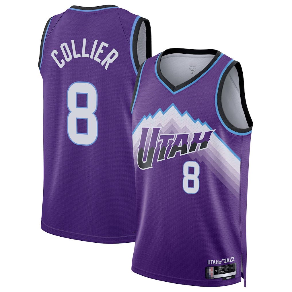 Crovyle U.Jazz #8 Isaiah Collier Purple Swingman Jerseys - Icon Edition