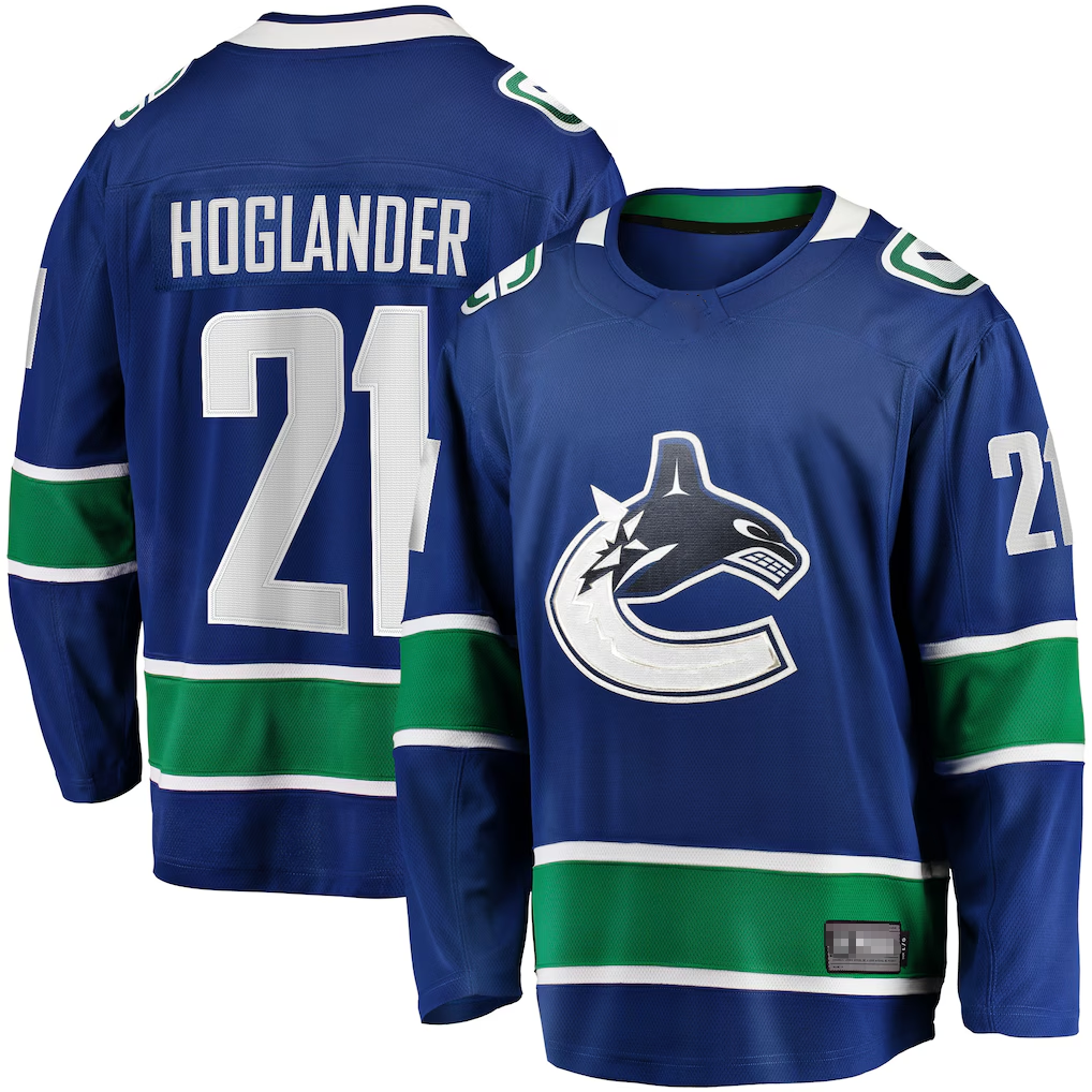 Crovyle V.Canucks #21 Nils Hoglander Blue Home Premier Breakaway Player Jerseys