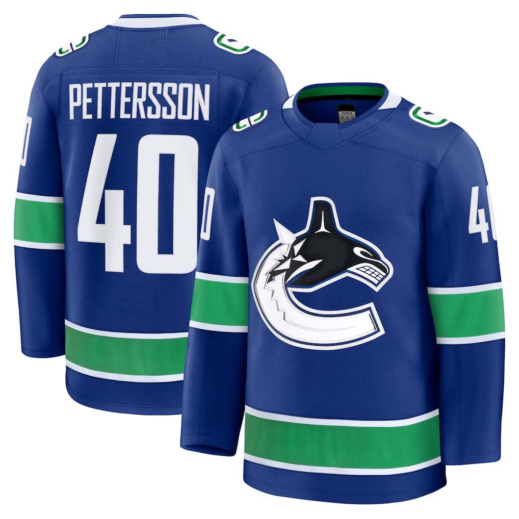 Crovyle V.Canucks #40 Elias Pettersson Blue Home Premium Jerseys