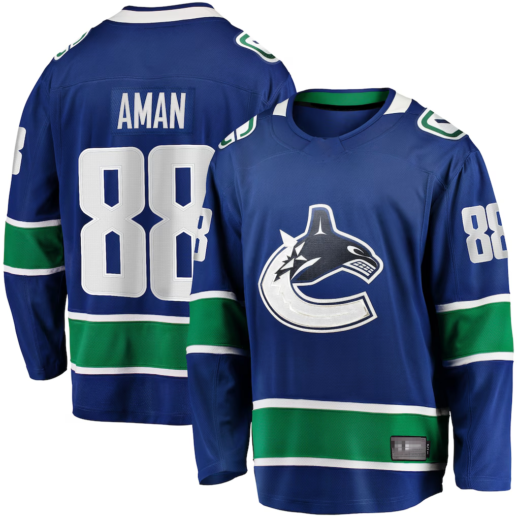 Crovyle V.Canucks #88 Nils Aman Blue Home Premier Breakaway Player Jerseys