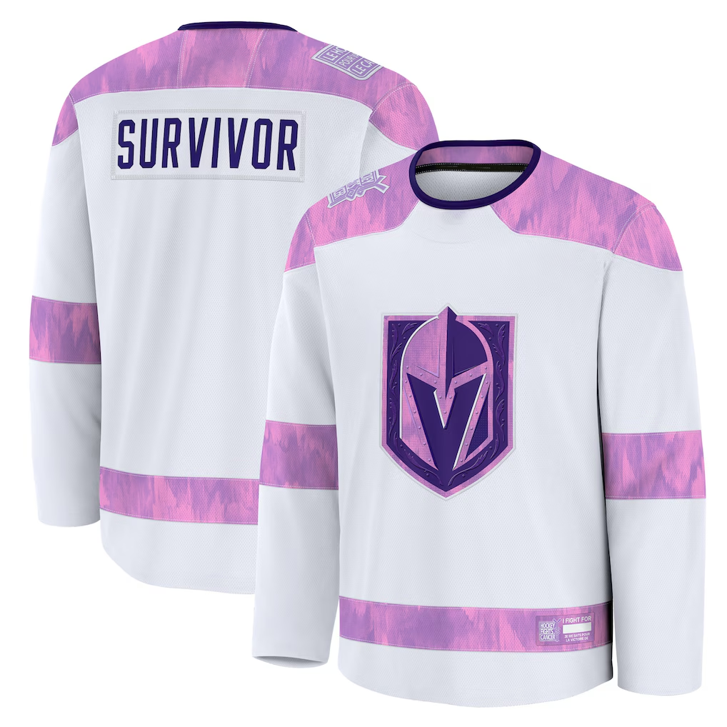 Crovyle V.Golden Knights White Hockey Fights Cancer Survivor Practice Jerseys