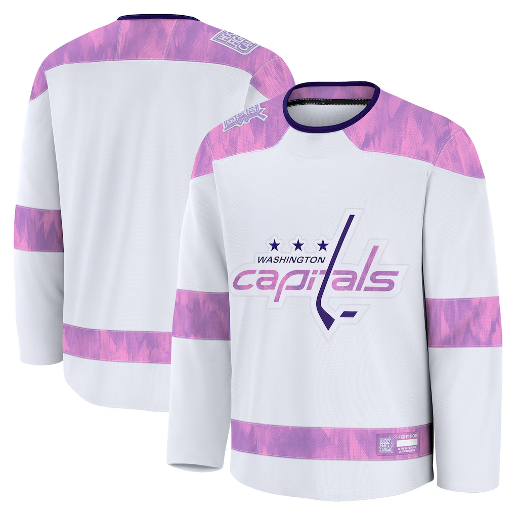 Crovyle W.Capitals White 2024 Hockey Fights Cancer Practice Jerseys