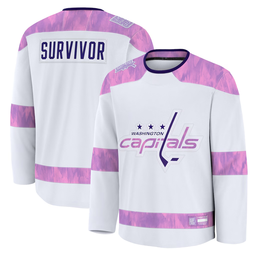 Crovyle W.Capitals White Hockey Fights Cancer Survivor Practice Jerseys