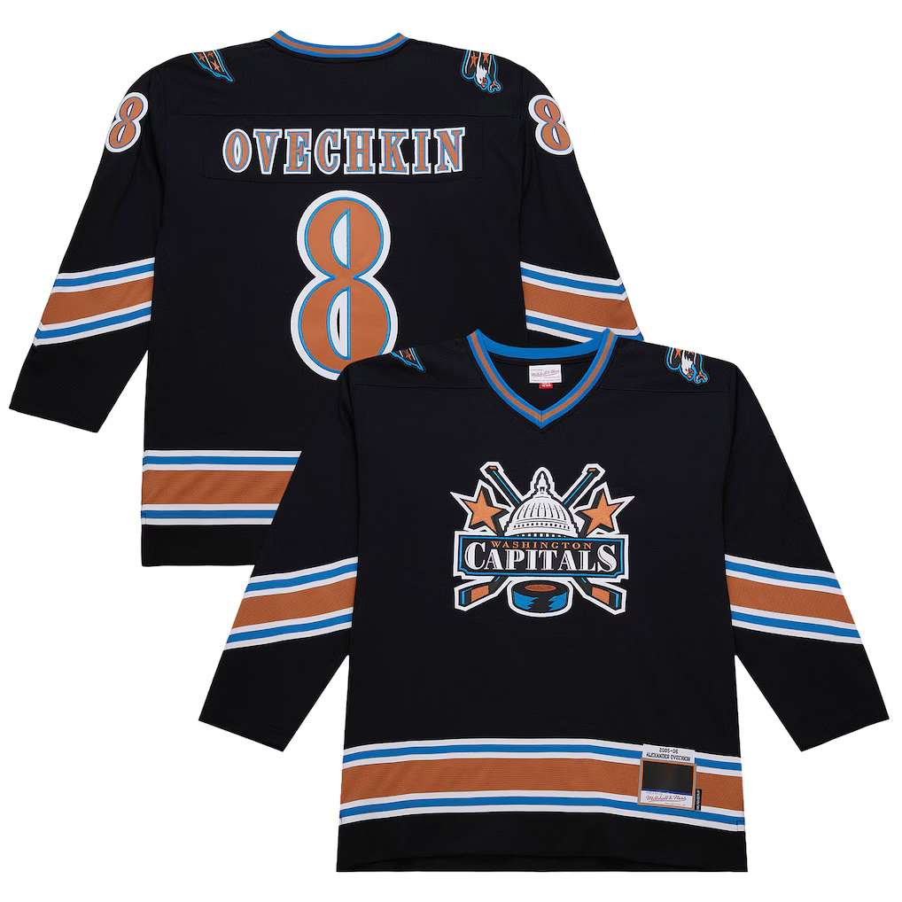 Crovyle W.Capitals #8 Alexander Ovechkin Mitchell & Ness Black 2005-06 Power Play Jerseys