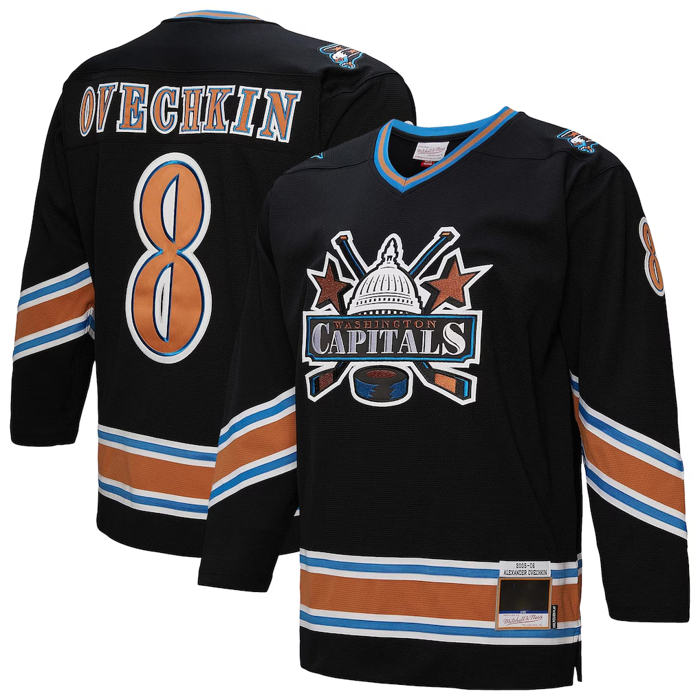 Crovyle W.Capitals #8 Alexander Ovechkin Mitchell & Ness Black 2005-06 Power Play Jerseys