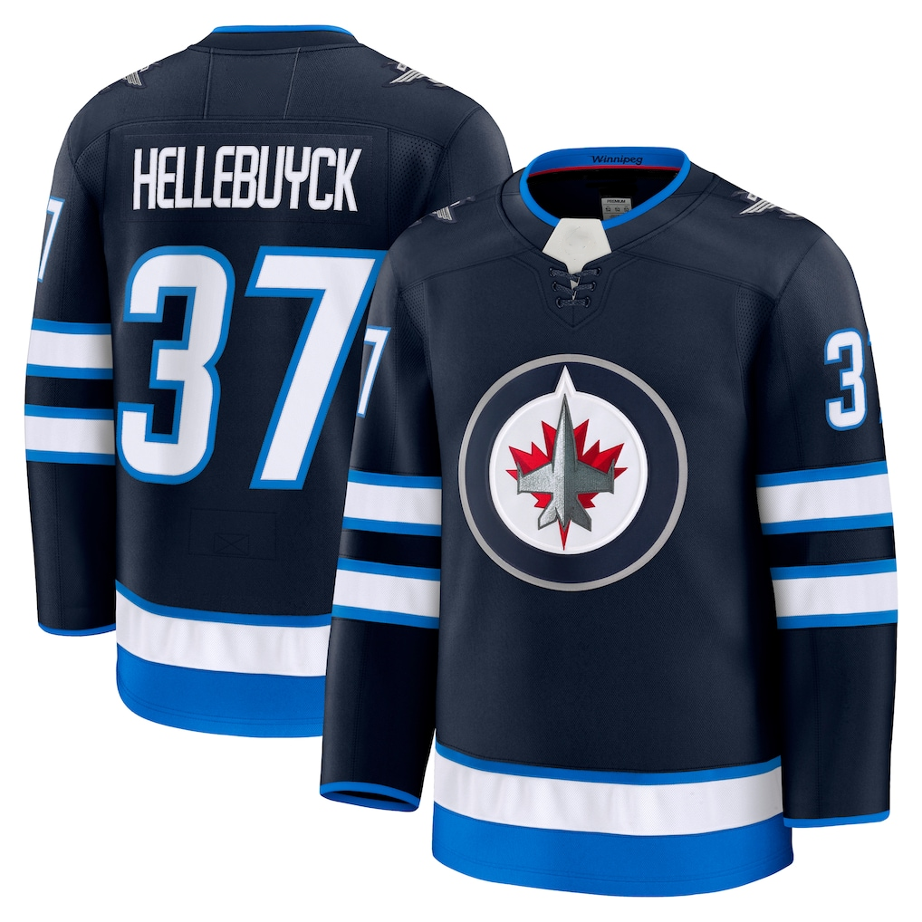 Crovyle W.Jets #37 Connor Hellebuyck Navy Home Premium Jerseys