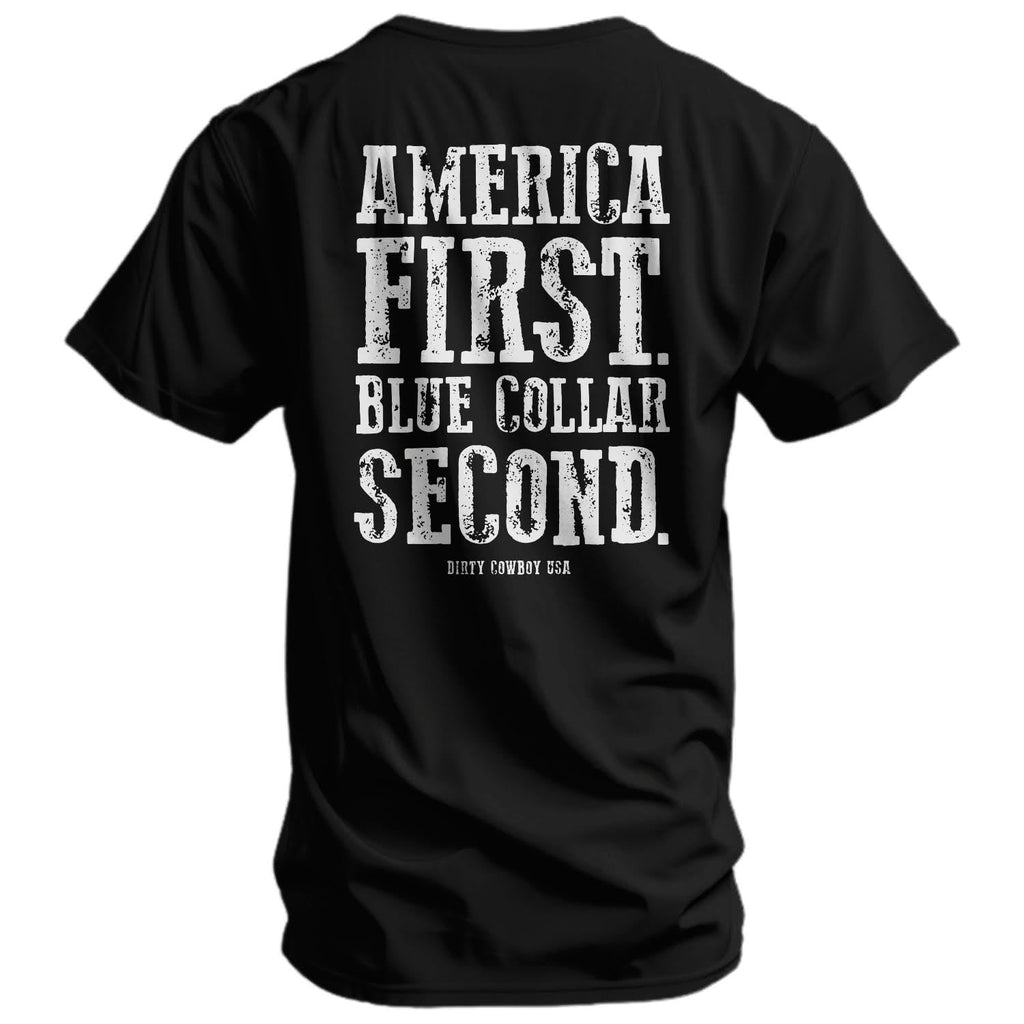 Crovyie cheap jerseys Ordering America First Blue Collar Second Men's T-Shirt