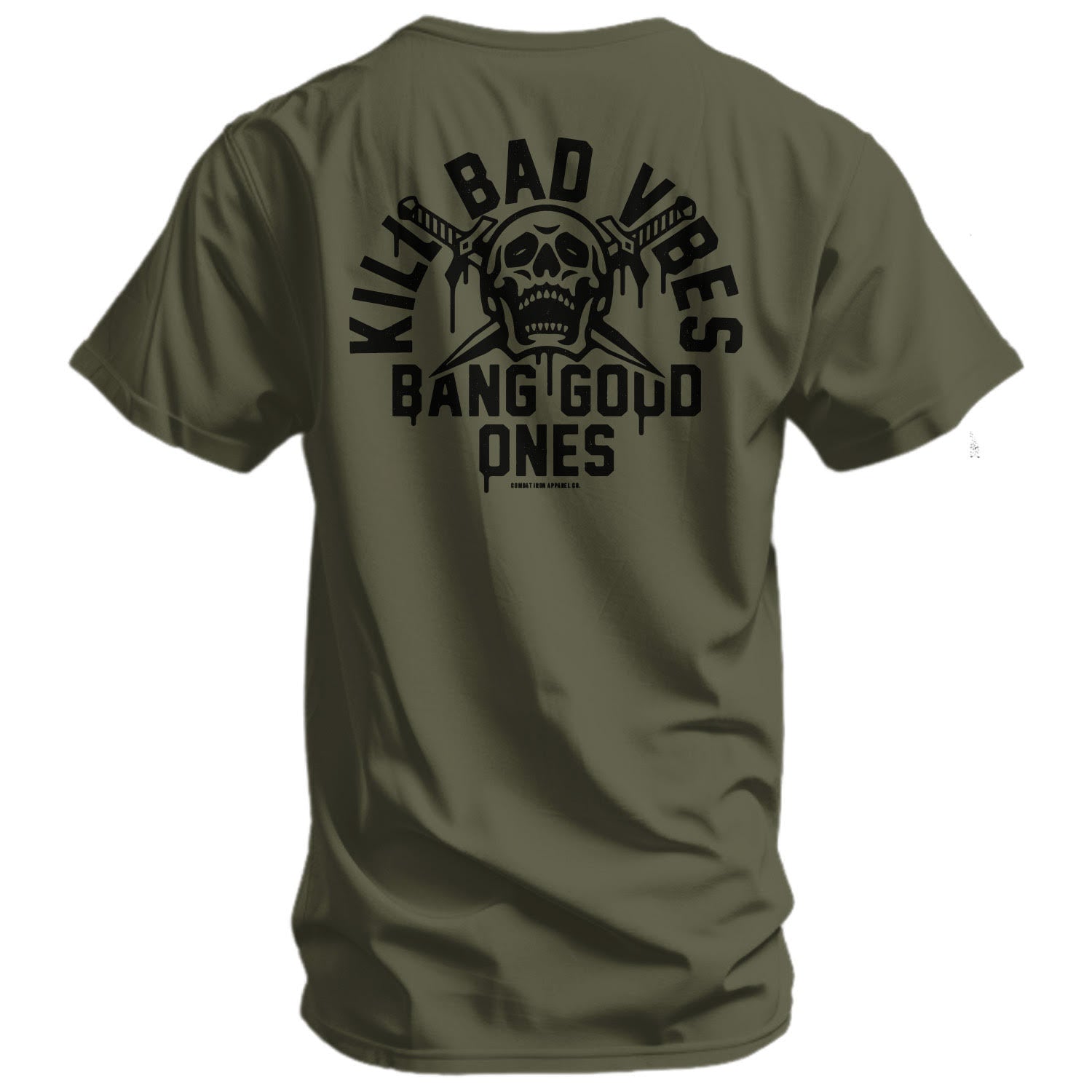 Crovyie cheap jerseys Ordering Kill Bad Vibes. Bang Good Ones Skull Men's T-Shirt